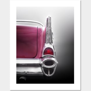 American classic car Bel Air 1957 Tail fin Posters and Art